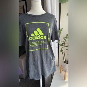 Adidas Men's Charcoal Tee with Bright Green Logo